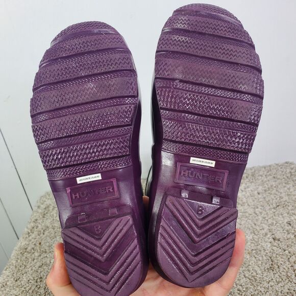 Hunter Tall Boots Womens 5 Purple Gloss Rain Rubber Buckle Accent Waterproof - Picture 9 of 10